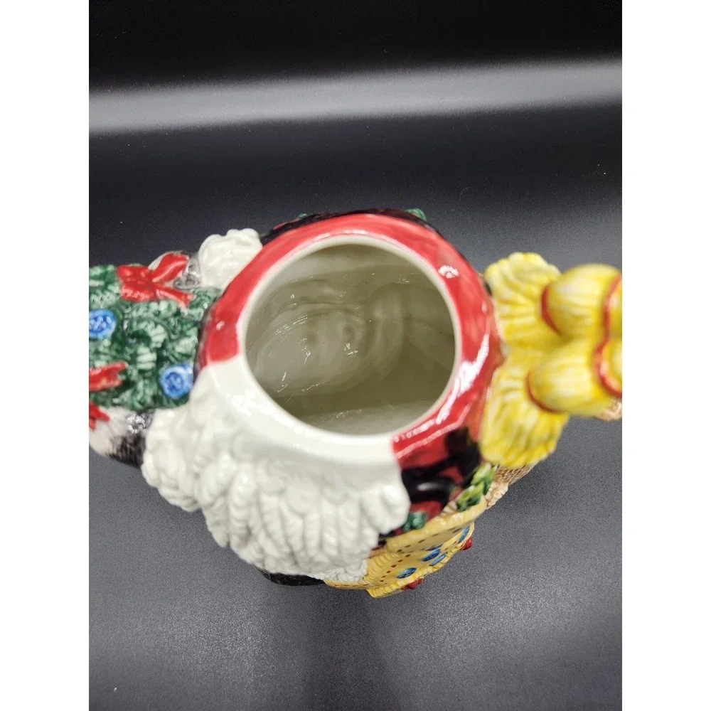 Festive Fitz And Floyd Christmas Holiday Teapot Homespun Ceramic Large